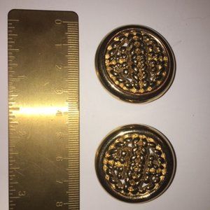 GIVENCHY GOLD BRASS VINTAGE BUTTON CLIP ON EARRING